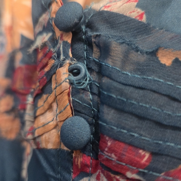 FP Wanderlust Jade Floral Thong Bodysuit W/Balloon Sleeves & Cinched Back - Picture 12 of 14